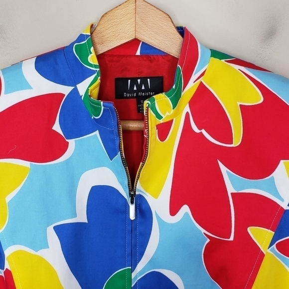 David Meister | Colorful Floral Zip Front Jacket Size 6 - Picture 3 of 6